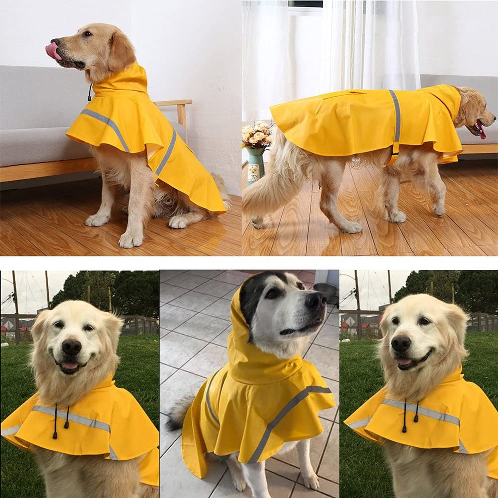 NACOCO dog raincoat yellow color keeps dogs visible on outdoor walks.