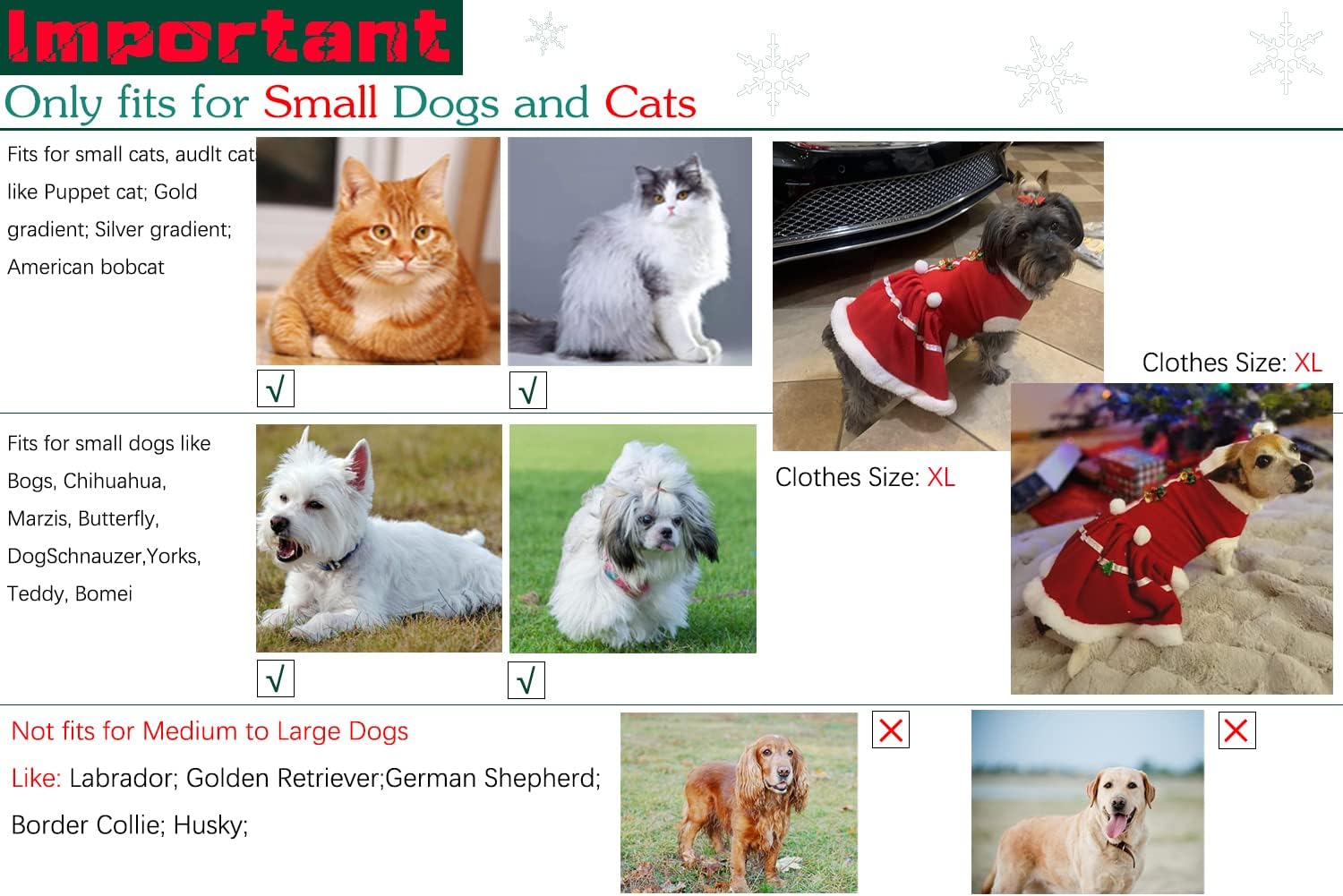NACOCO dog size chart image with chest neck back measurements