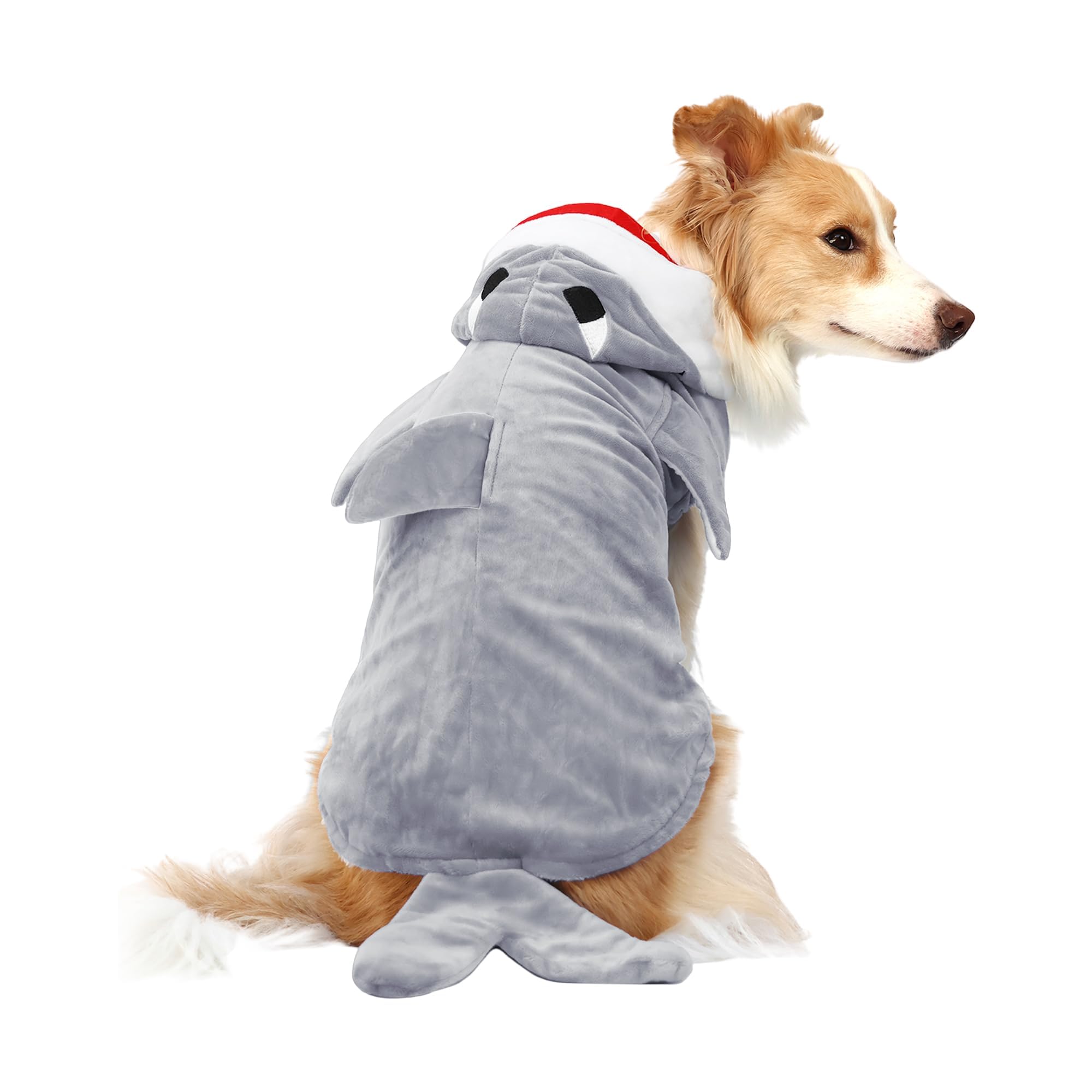 NACOCO Halloween Shark Costume on a dog in grey XL for cute photo opportunities