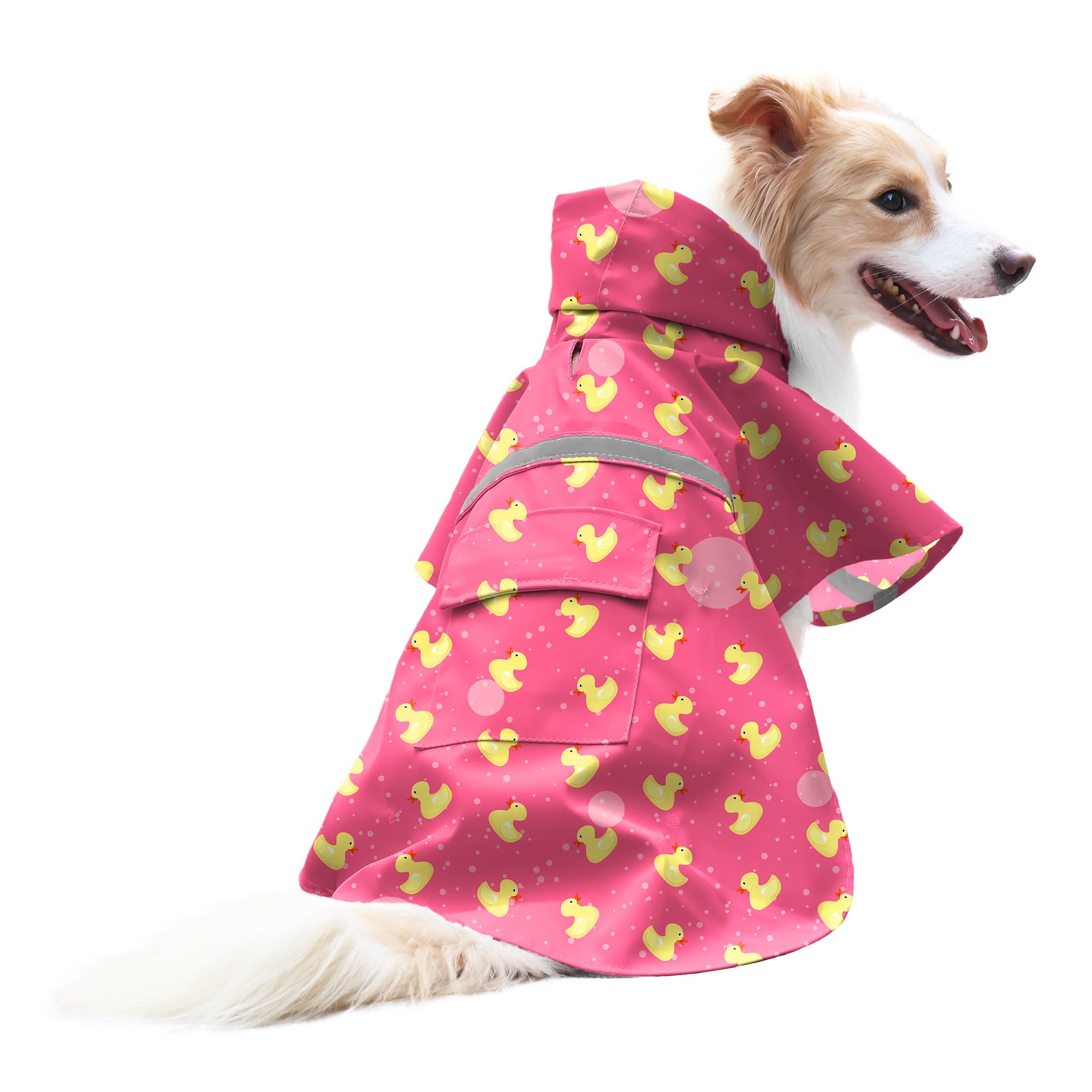 NACOCO large dog raincoat with adjustable hood keeps your pet dry during rainy walks.