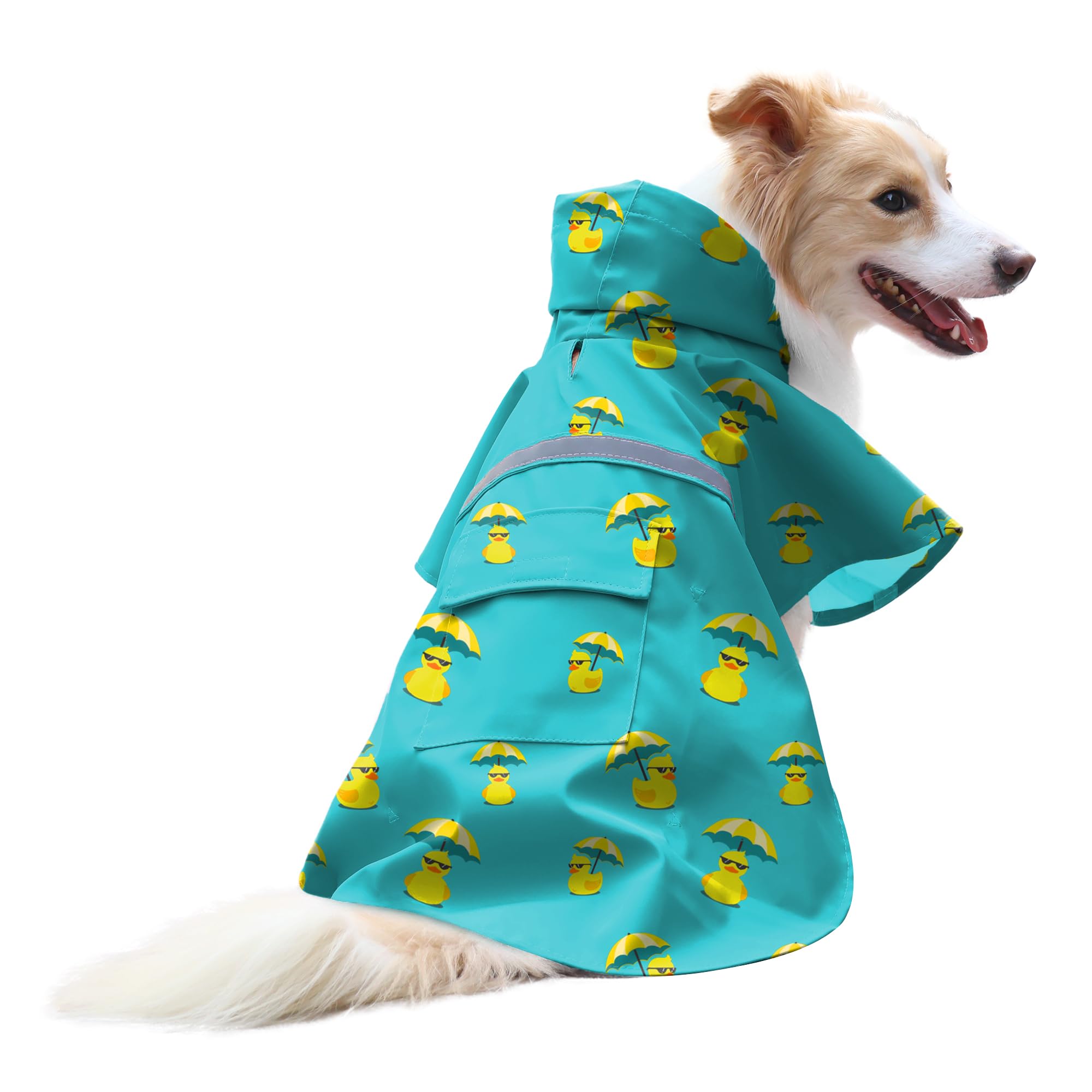 NACOCO large dog raincoat back view shows waterproof protection for rainy walks
