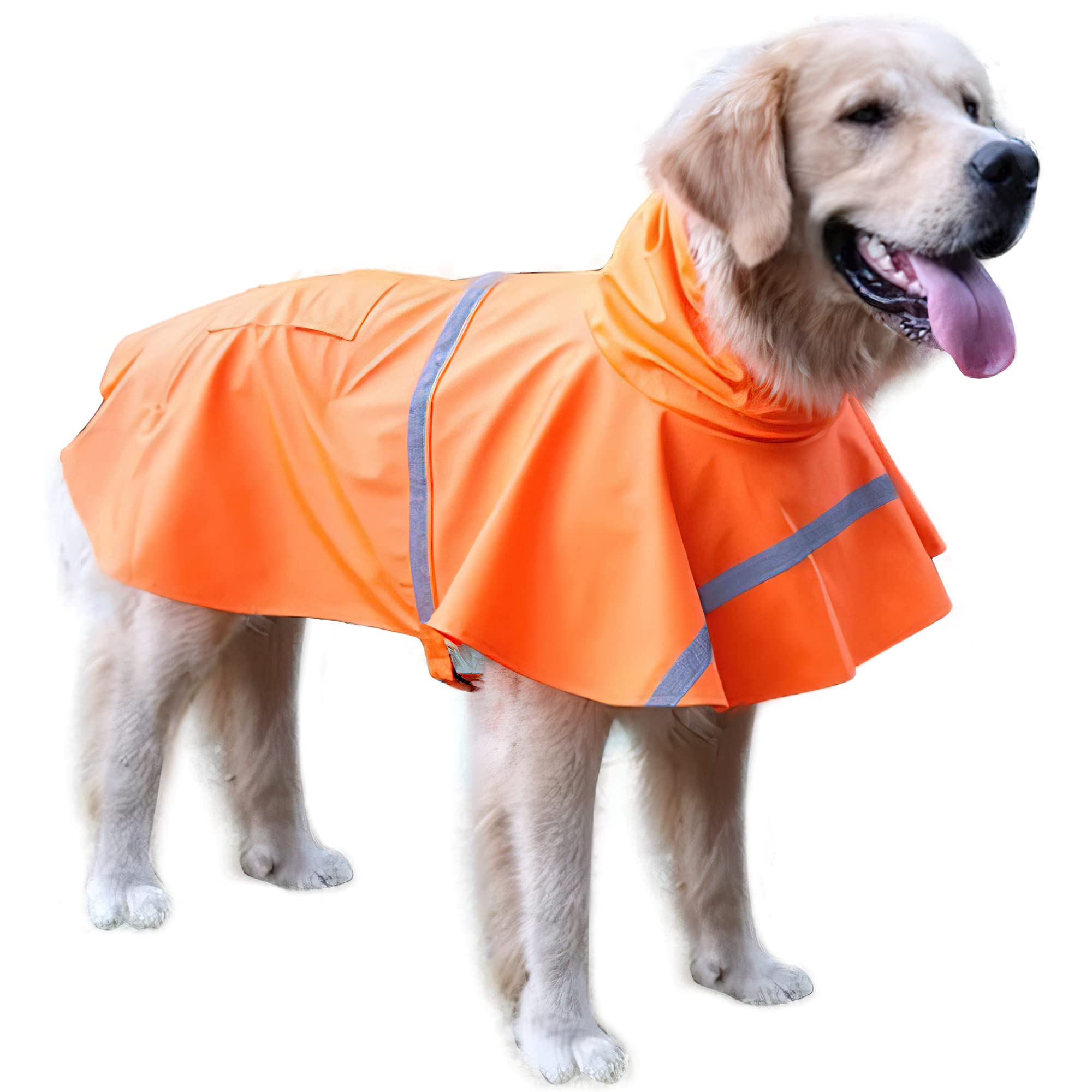 NACOCO large dog raincoat front view showing waterproof protection for rainy walks.