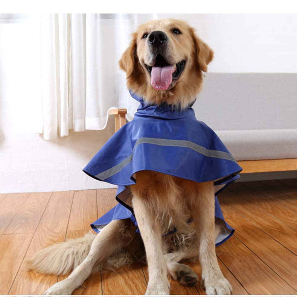 NACOCO large dog raincoat reflective strip blue enhances night visibility