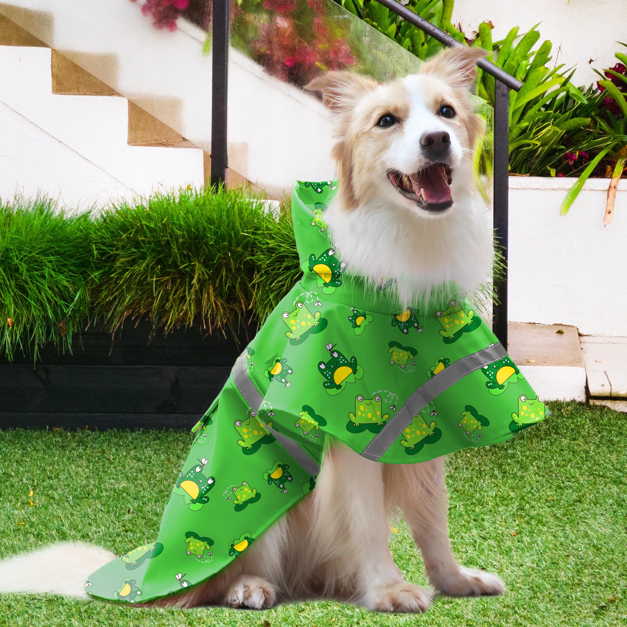 NACOCO frog-pattern raincoat with reflective strip for night visibility