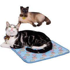 NACOCO pet cooling mat blue folded for easy storage and portability.