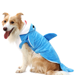 NACOCO shark-fin detail on dog costume highlights playful look for photos.