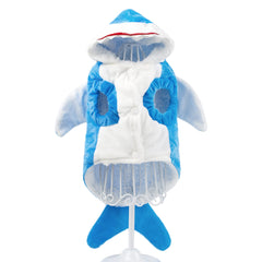 NACOCO shark costume in holiday photo setup demonstrates festive outfit ideas.