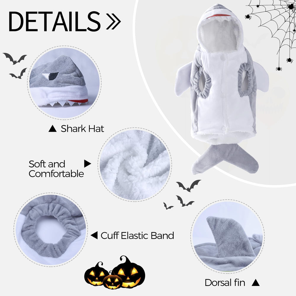 NACOCO shark-costume embroidery and fins, eye-catching detail for festive photos.