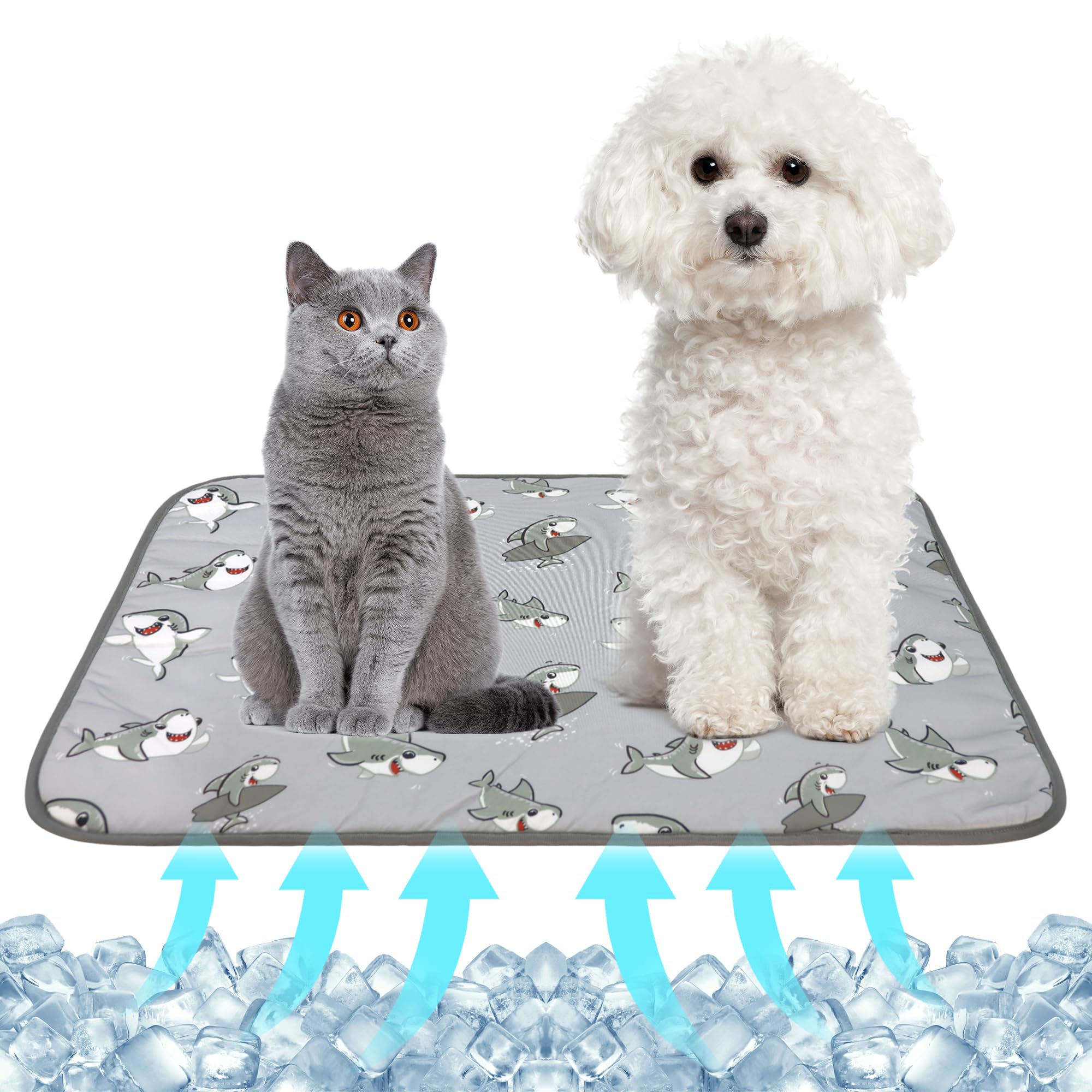 NACOCO cooling mat grey shark close-up, soft breathable texture for pets and kids