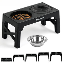 NAHANGPET 3-in-1 elevated feeder stand in a home setup supporting dogs of all sizes.