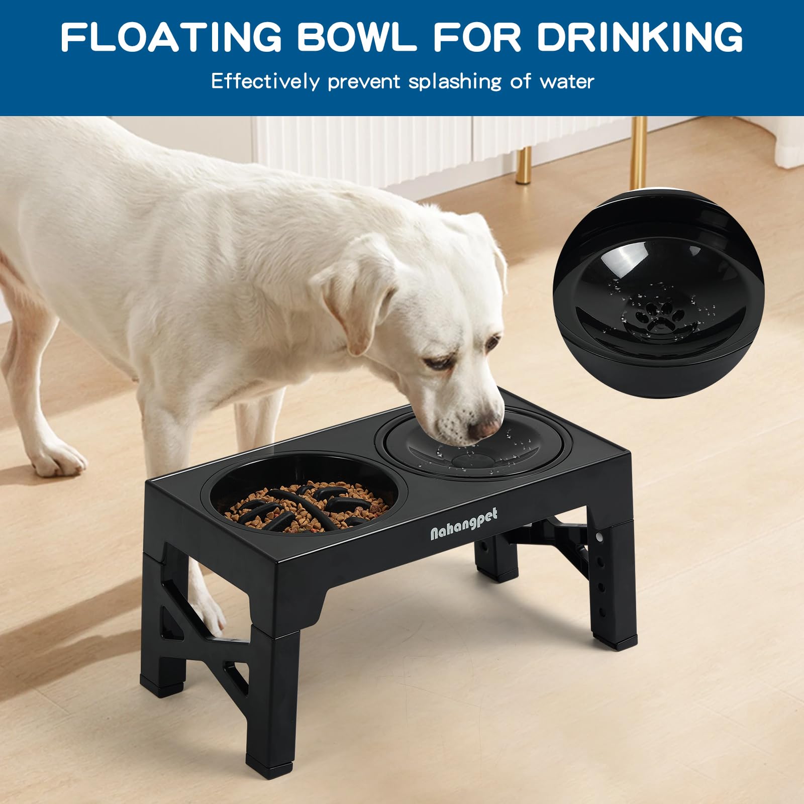 NAHANGPET non-slip base closeup emphasizes stable feeding on slick floors.