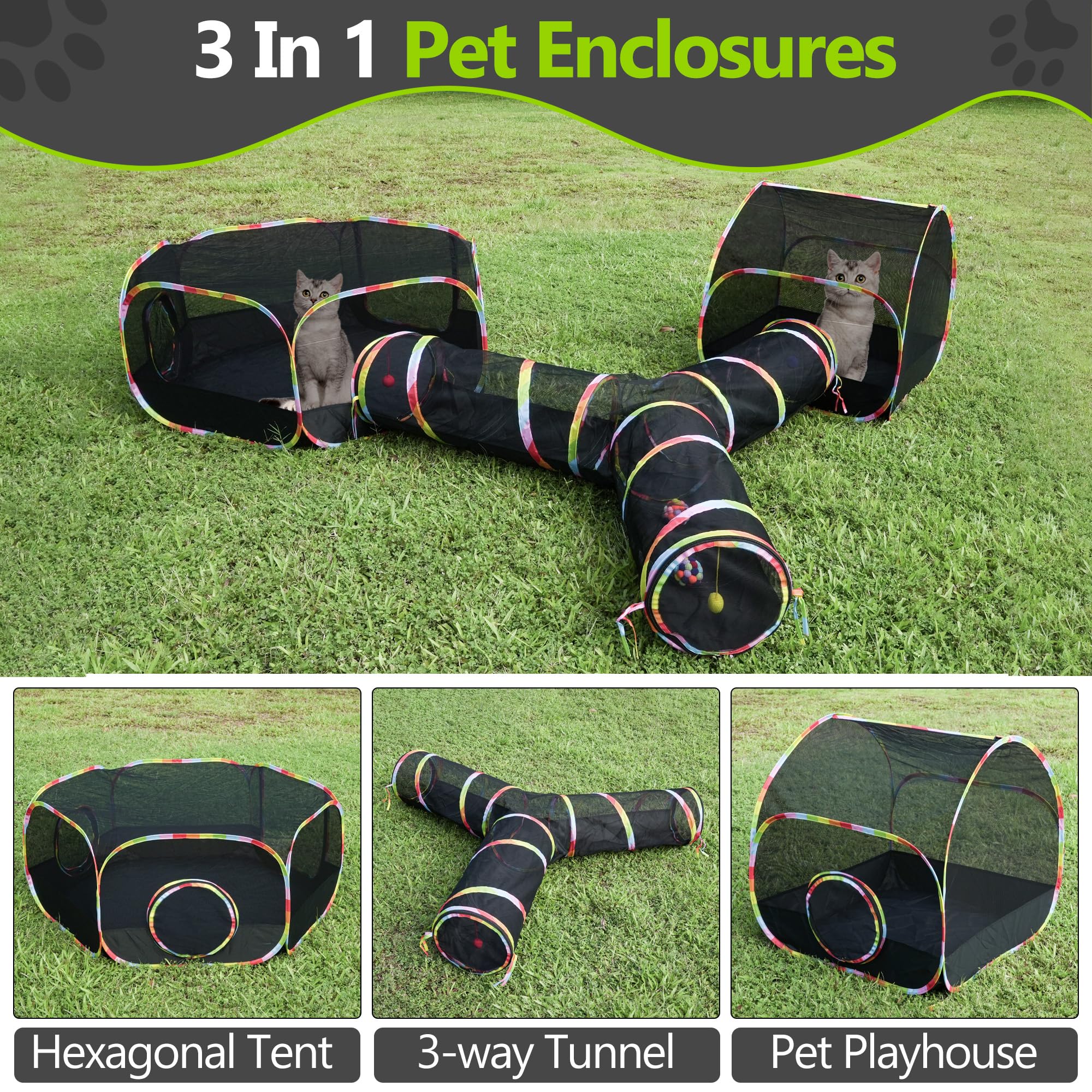 Naielfopet cat tent doors open for easy access and viewing.