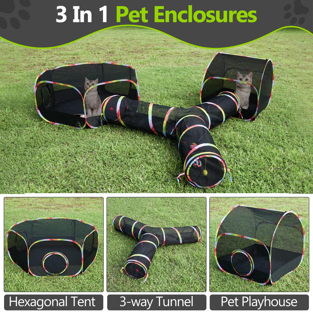 Naielfopet cat tent doors open for easy access and viewing.