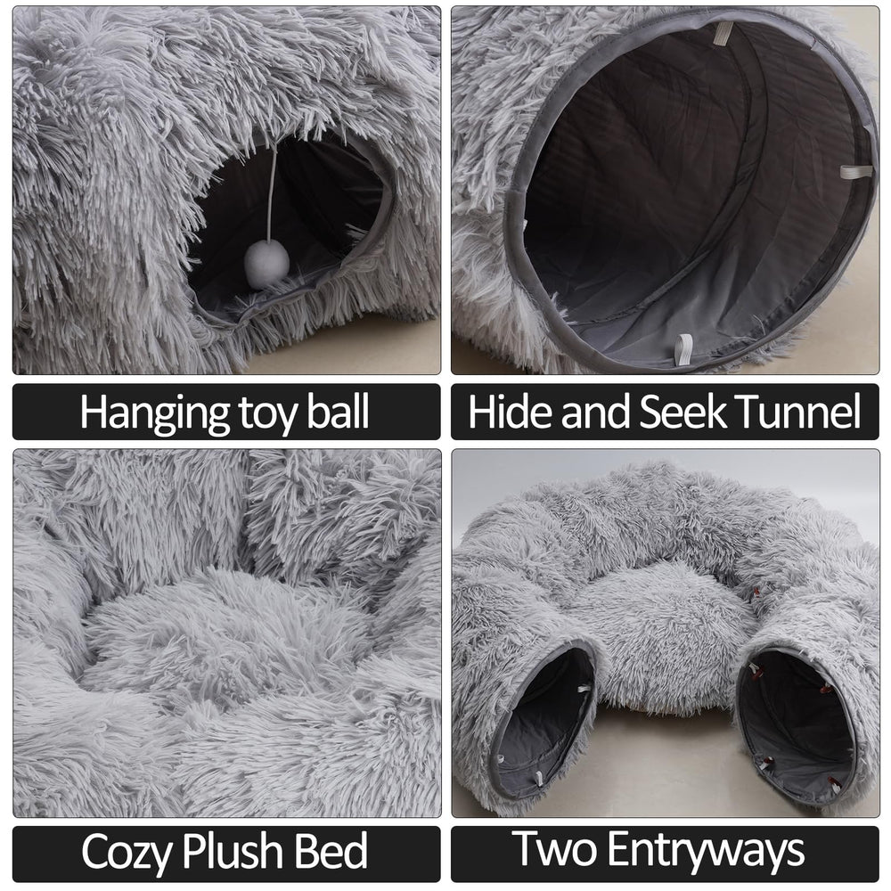 Naielfopet cat tunnel bed round bolster for secure, cozy retreat.
