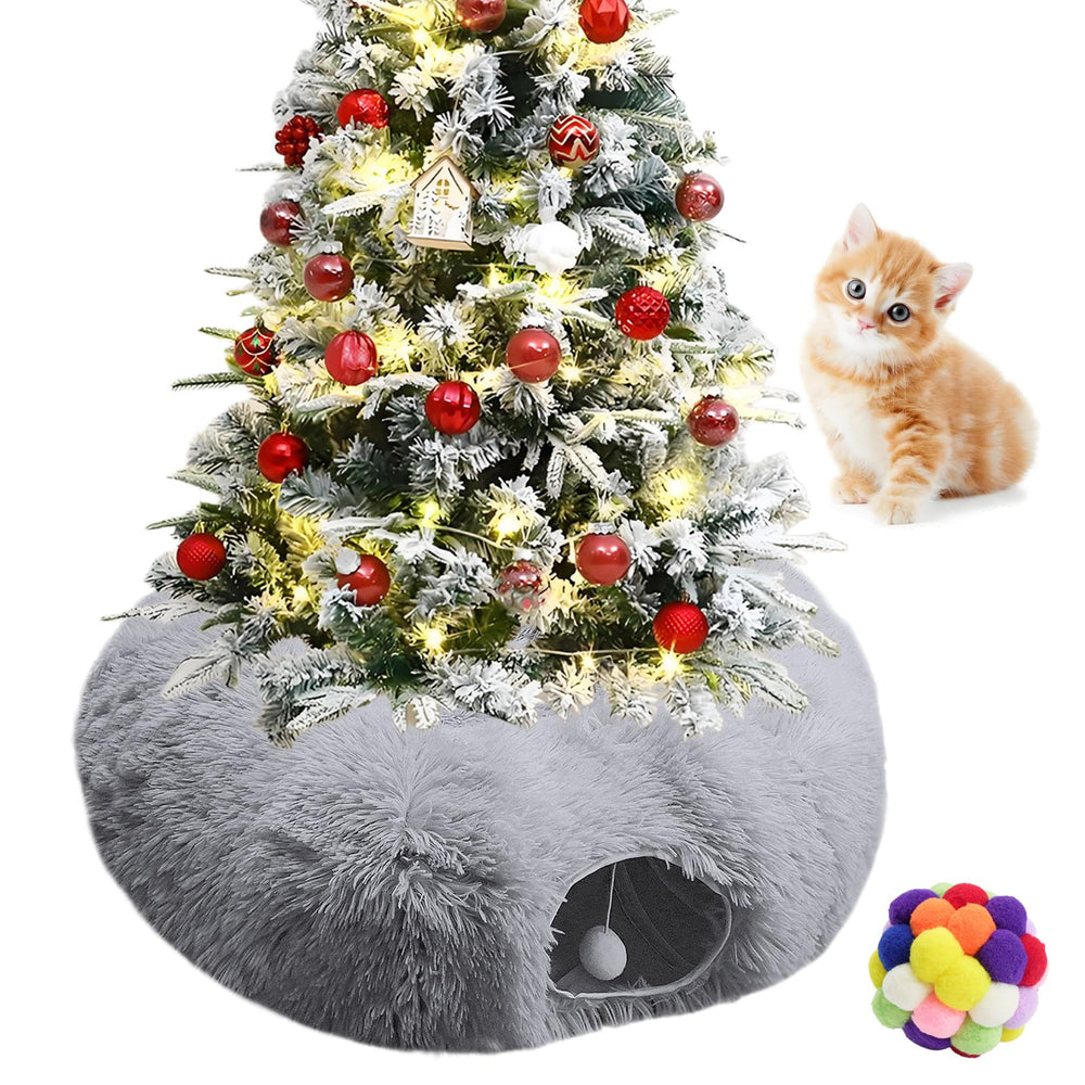 Naielfopet cat tunnel bed with toy balls for added play and interactive fun.