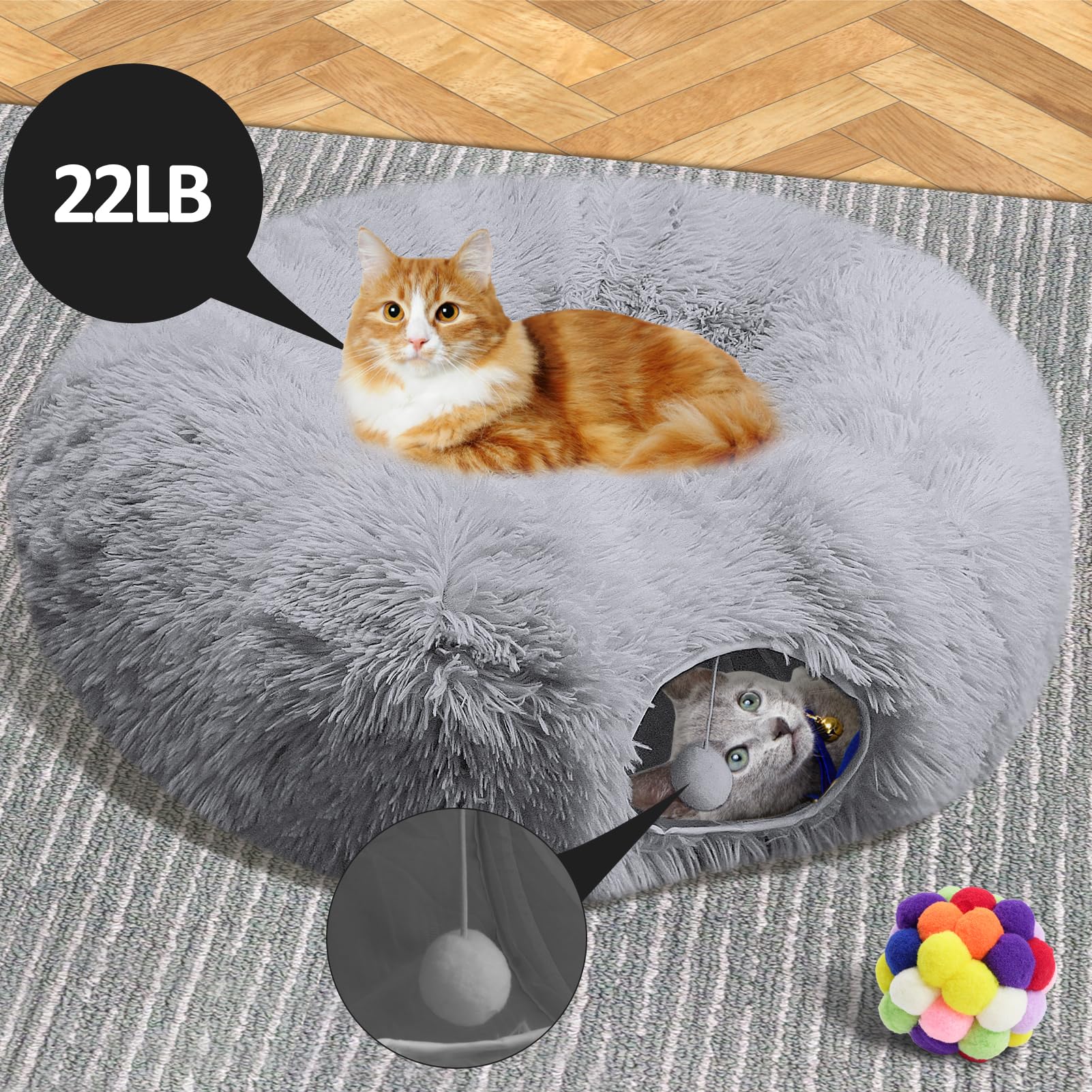 Naielfopet collapsible cat tunnel bed demonstrates easy assembly and compact storage.