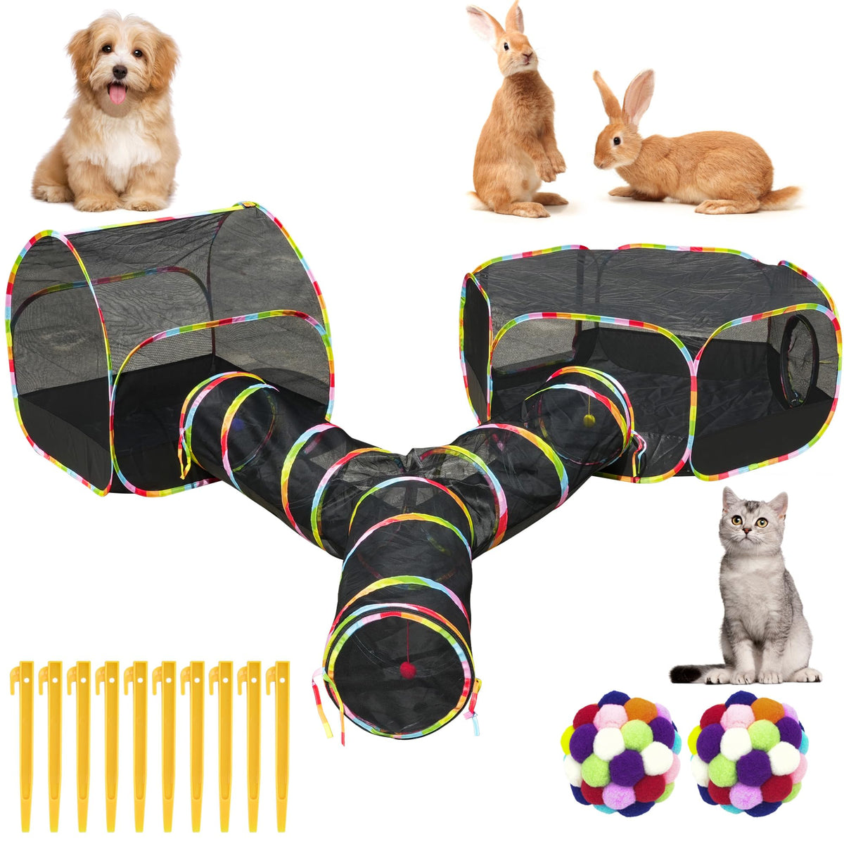 Naielfopet outdoor cat enclosure setup for quick assembly and portable outdoor play.