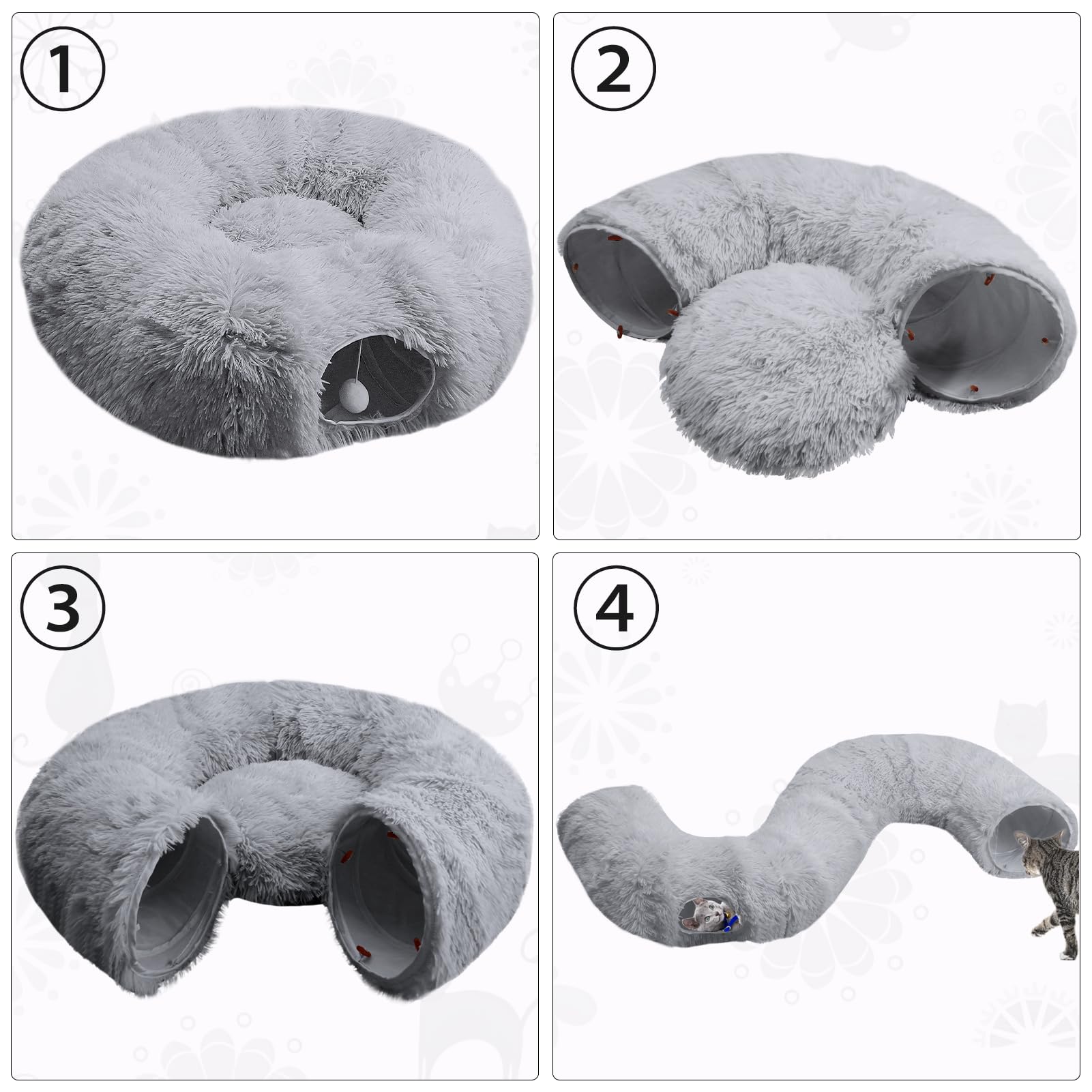 Naielfopet soft plush cat tunnel bed creates cozy snuggles and plush comfort.