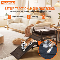 NAILDOKI Movable Structure Pet Stairs folded storage close up of cabinet pocket