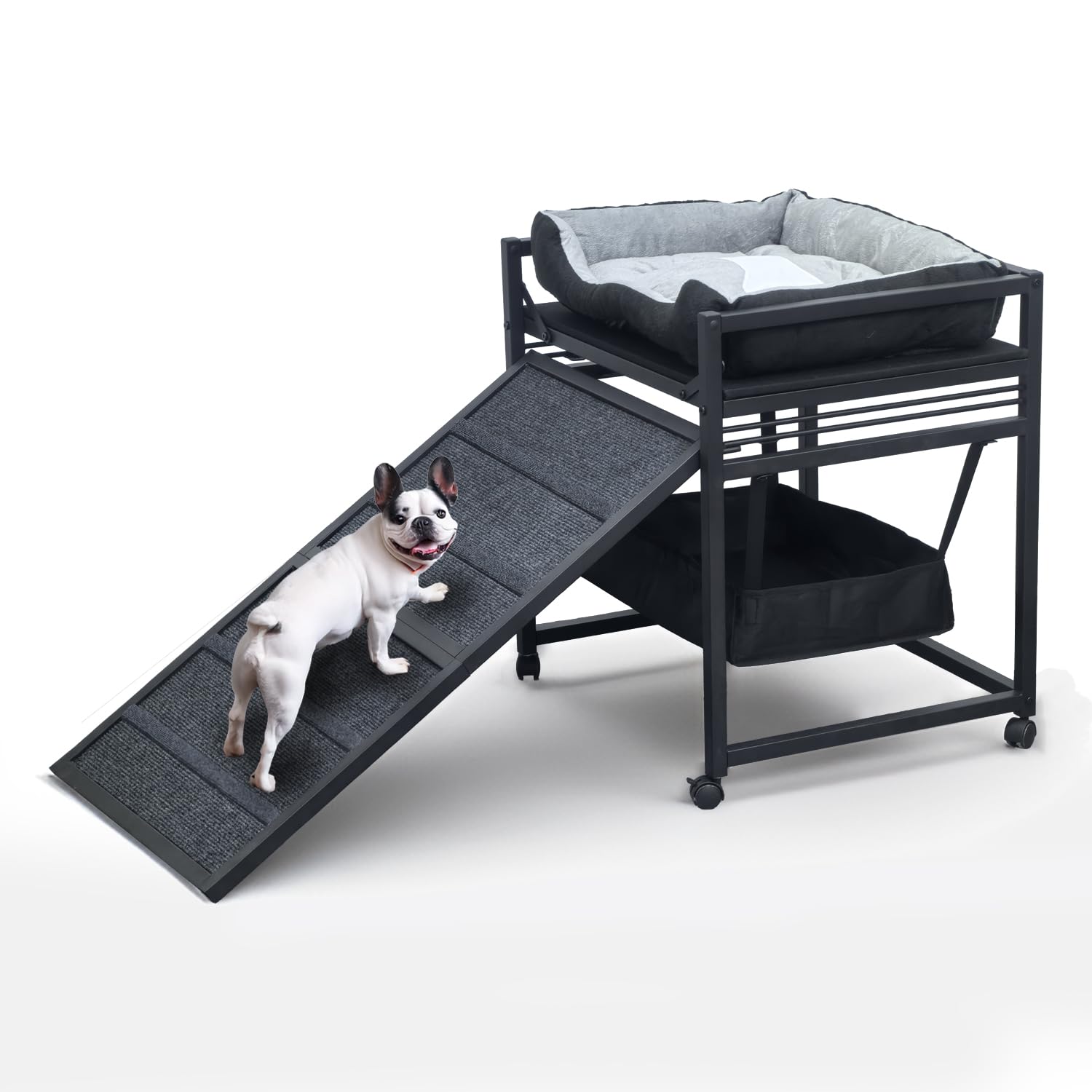NAILDOKI Movable Structure Pet Stairs front view shows secure traction surface