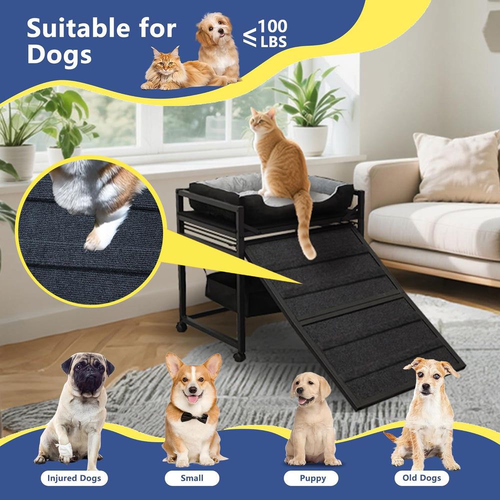 NAILDOKI Movable Structure Pet Stairs storage pocket and kennel style base for pet accessories