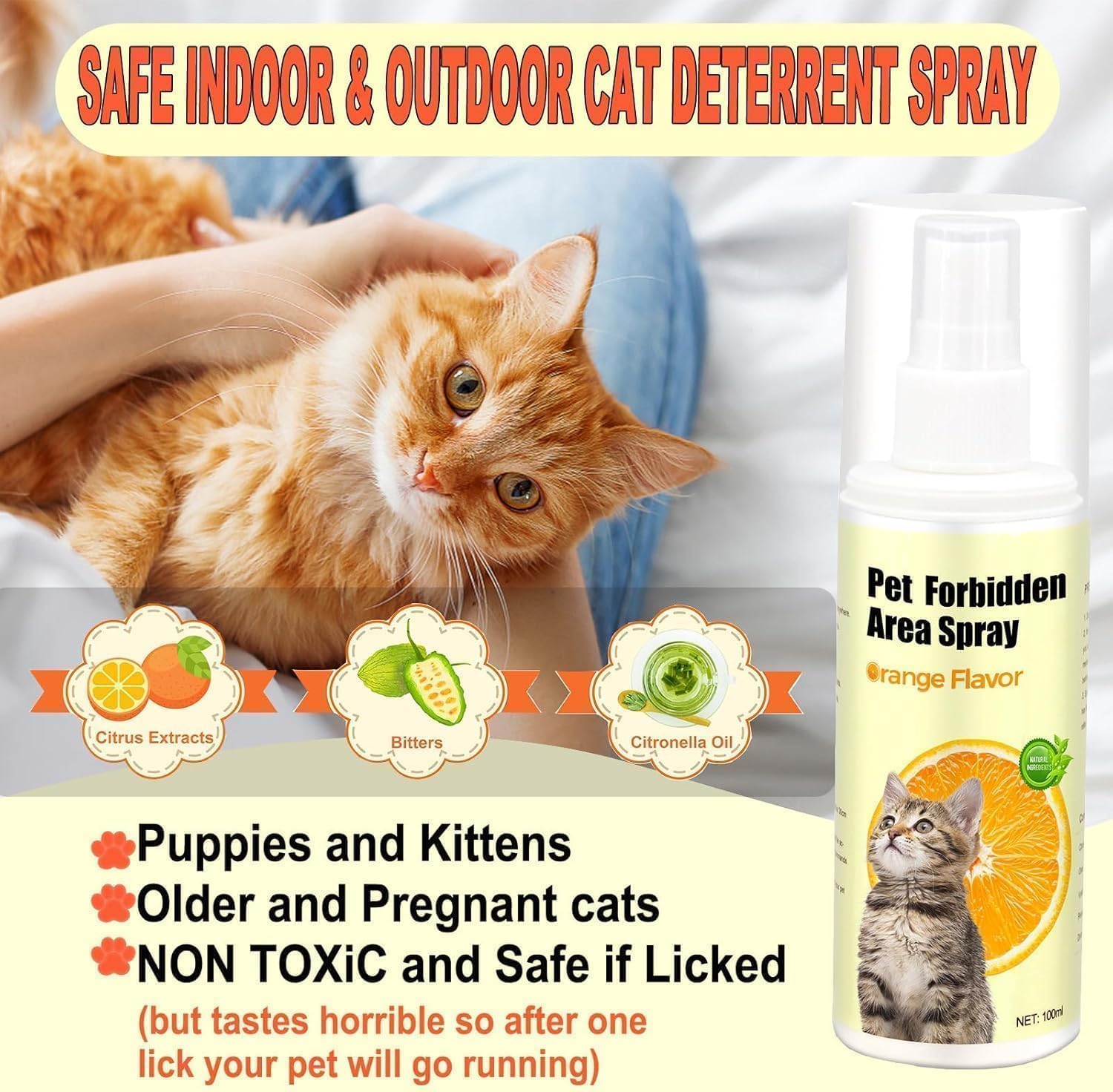 NAKESY cat deterrent spray protecting a sofa edge from scratches