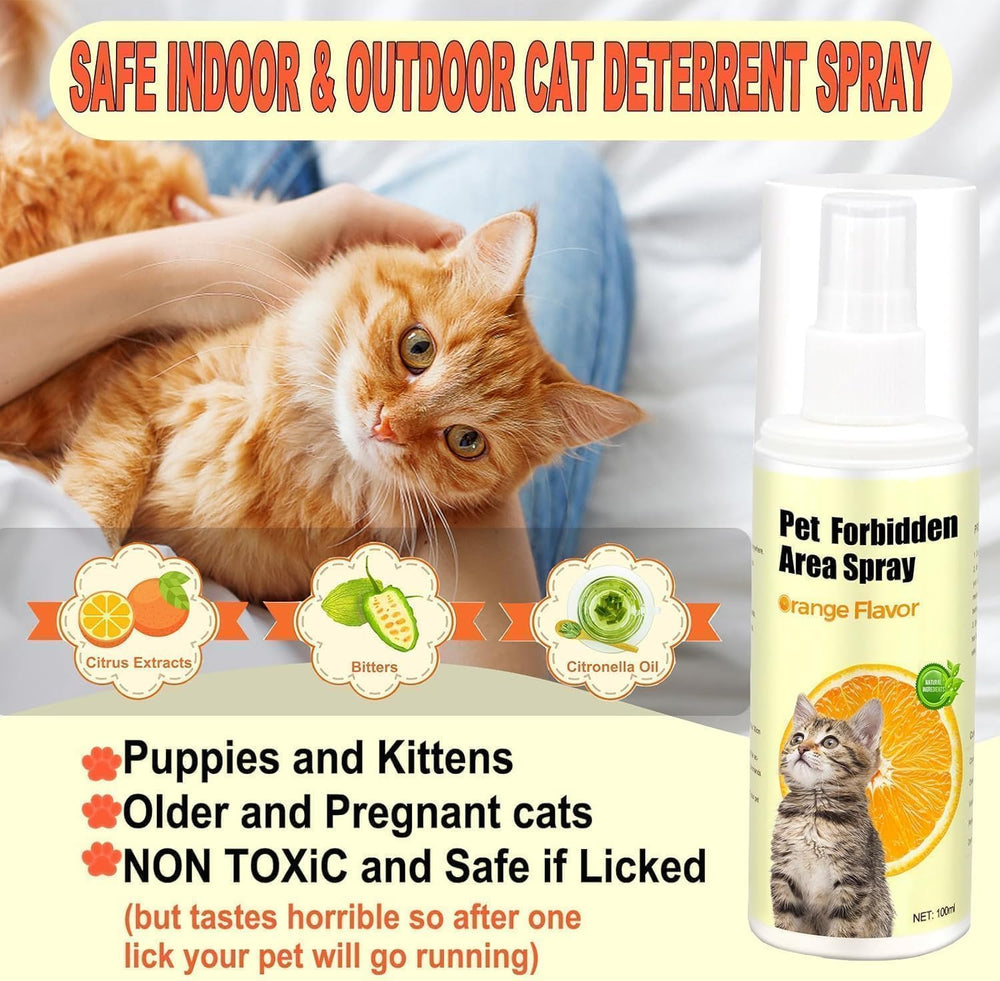 NAKESY cat deterrent spray protecting a sofa edge from scratches