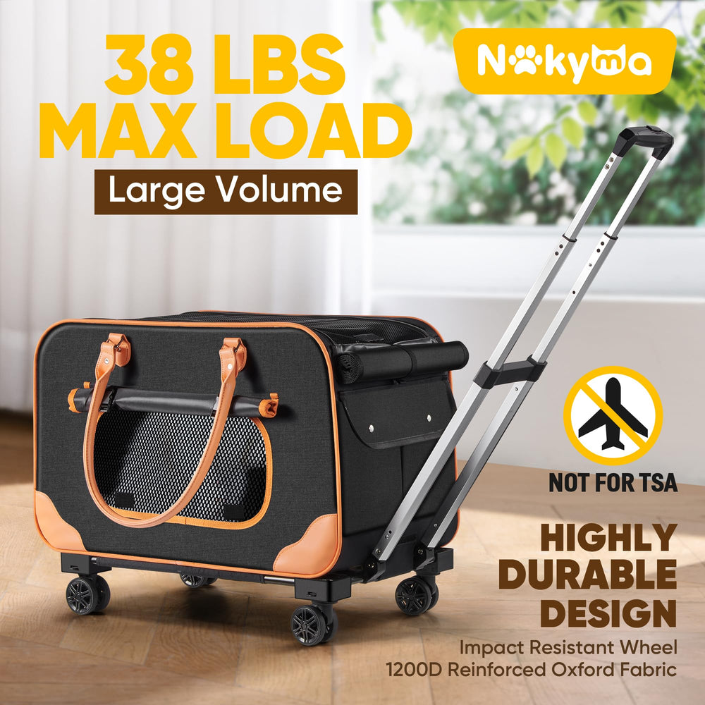 Nakyma large cat carrier with wheels front view highlighting frame and stability for trips