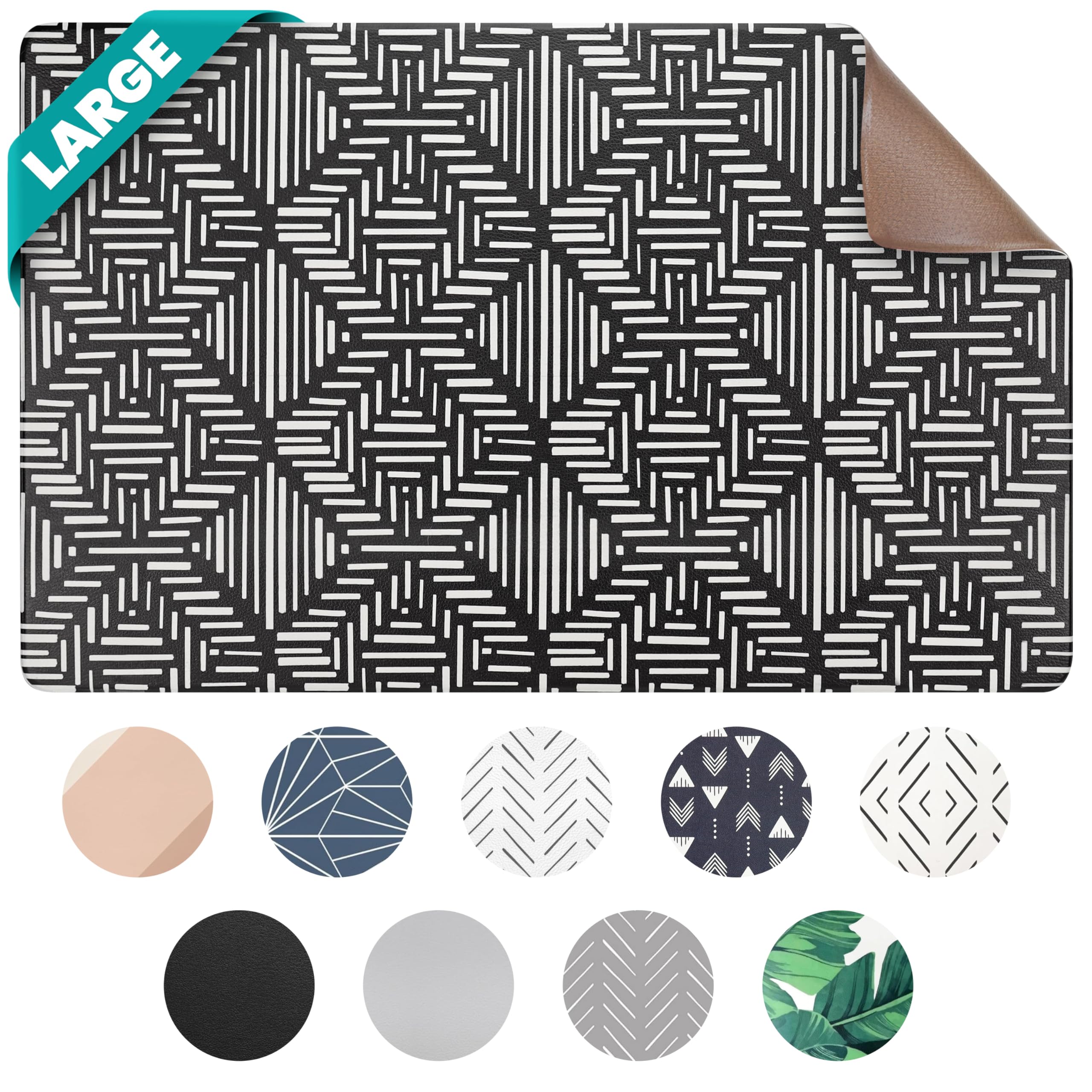 Nalalas large dog mat with bowls on floor helps reduce spills during feeds.