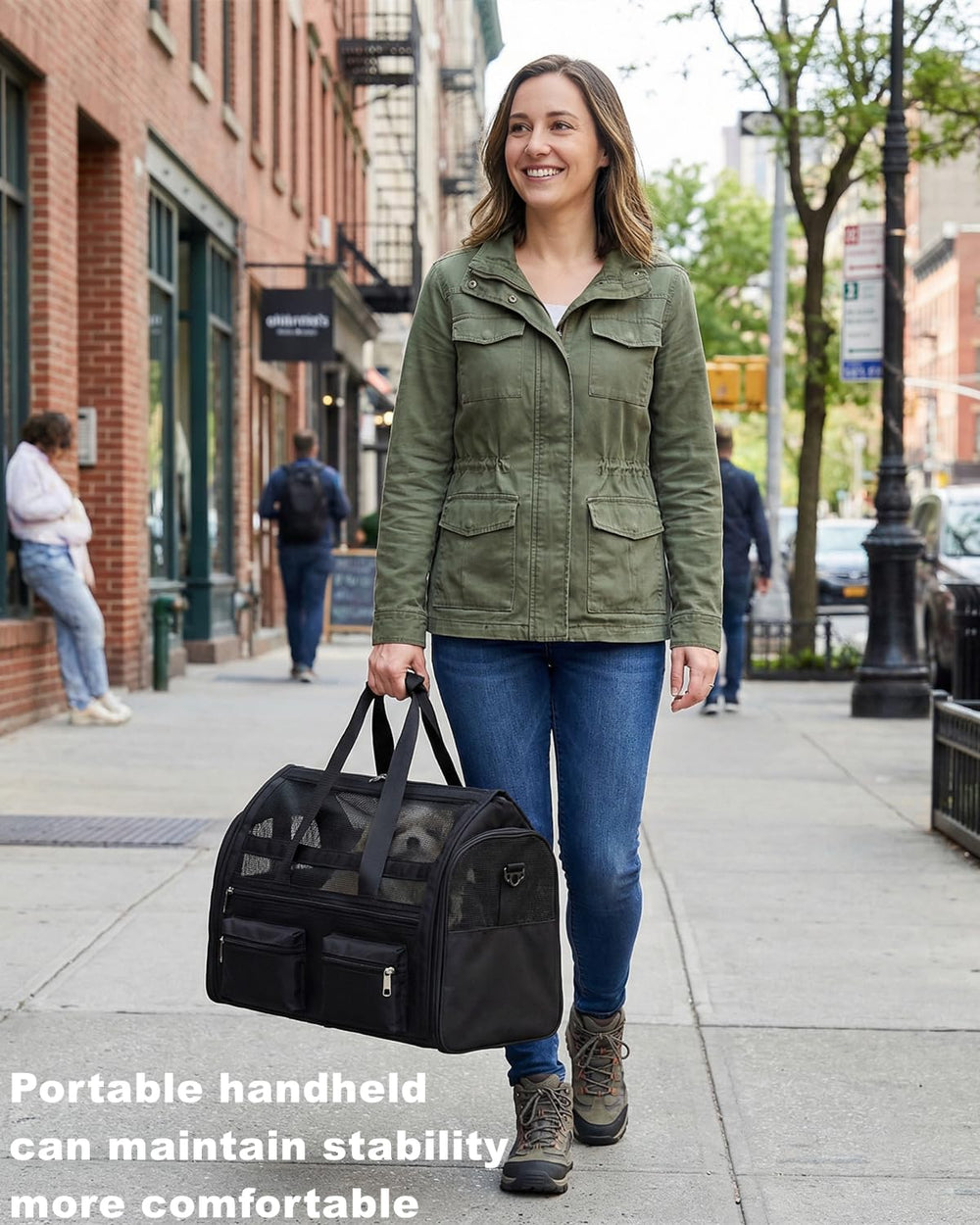 NALIYOUHU dual-harness attachment feature for balanced carry or luggage strap use.