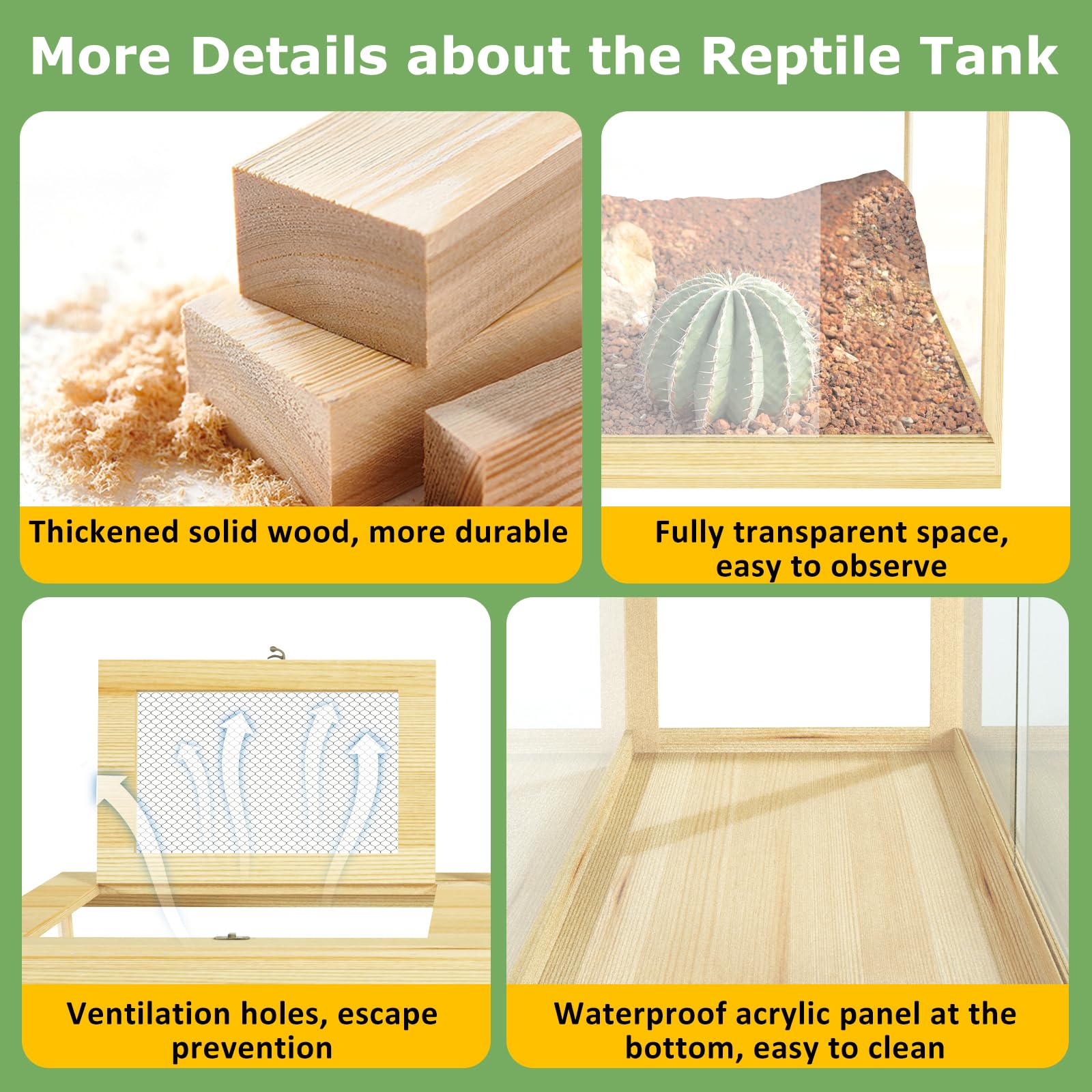 Nalwort reptile terrarium 28-gallon bronze lock ensures secure access