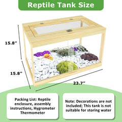 Nalwort reptile terrarium 28-gallon side view highlights clear acrylic for observation
