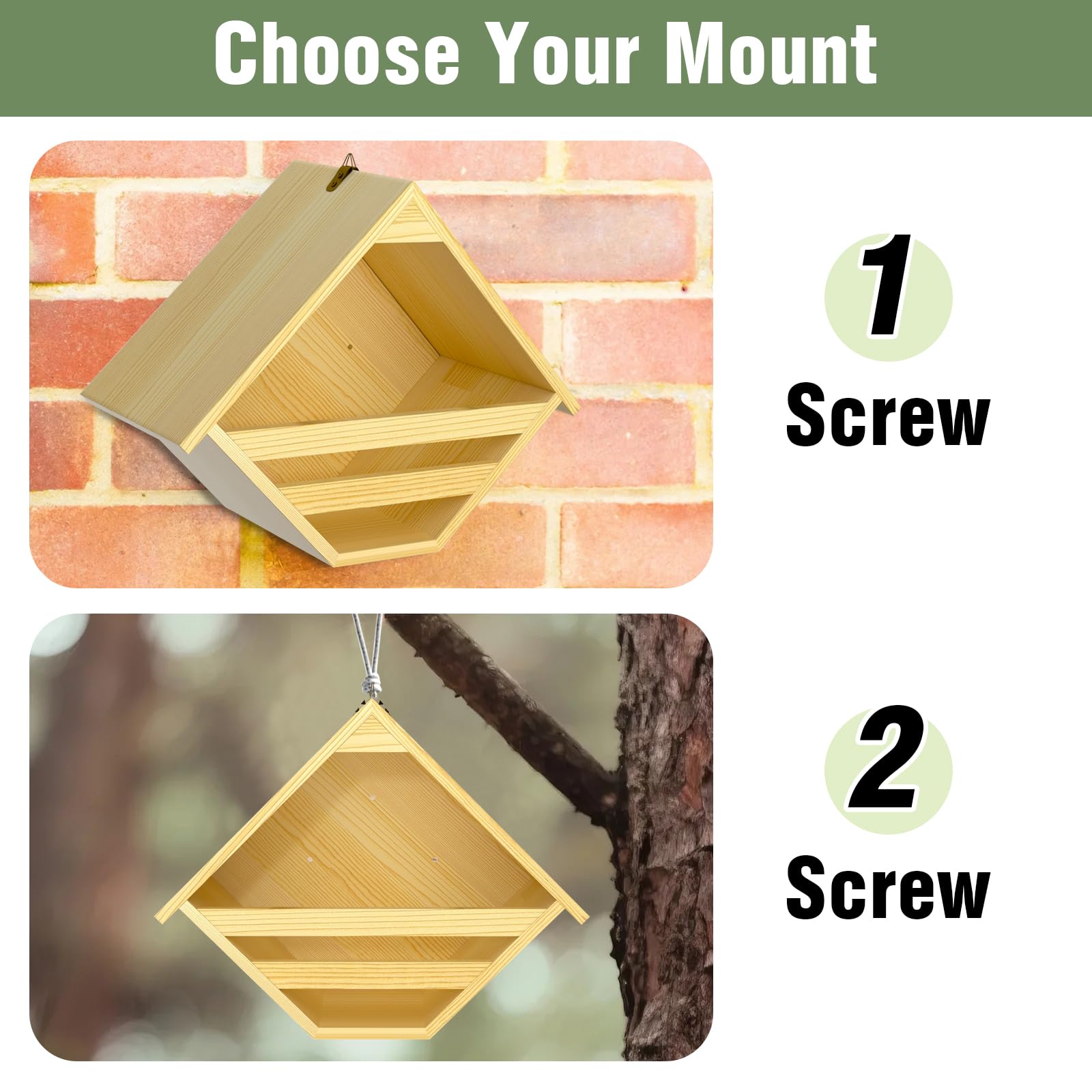Nalwort Solid Wood Birdhouse highlights untreated wood construction for natural nesting.