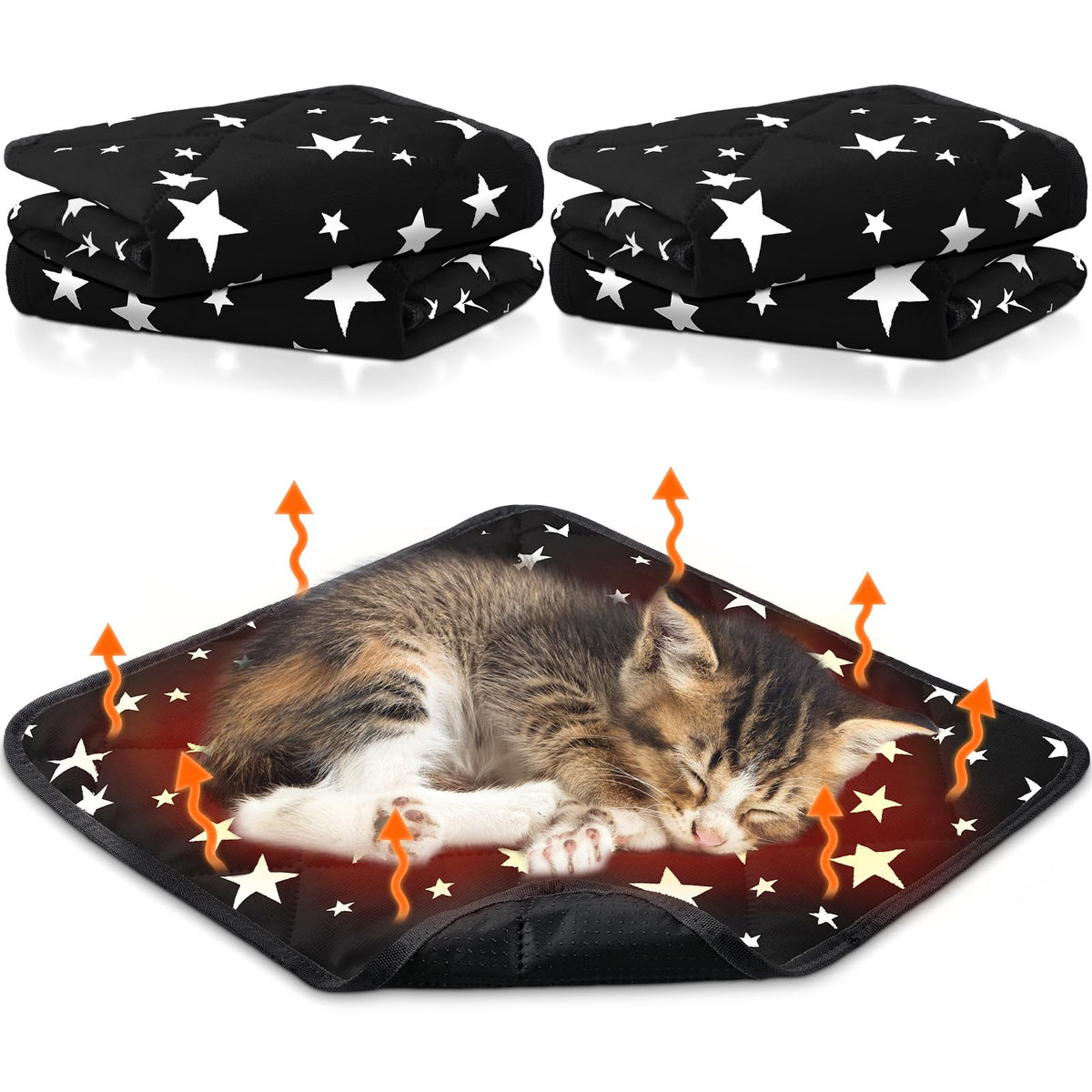 Namalu self-warming cat bed 4-pack with star pattern provides cozy naps without cables