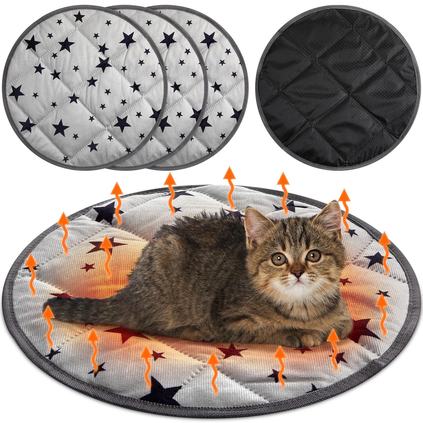 Namalu self-warming cat bed star pattern round 15.7 inch, cozy warmth for naps.