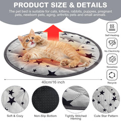 Namalu self-warming cat bed star pattern round 15.7 inch, versatile nap spot.