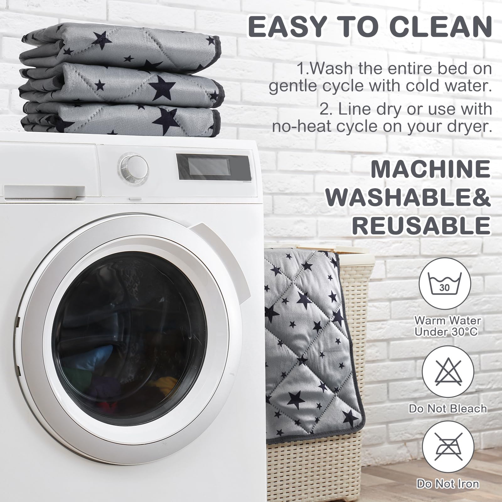 Namalu star pattern mat is machine washable for easy care