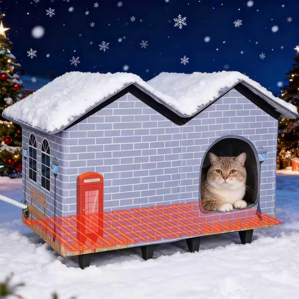 NAMOTEK elevated heated cat house being assembled for two cats