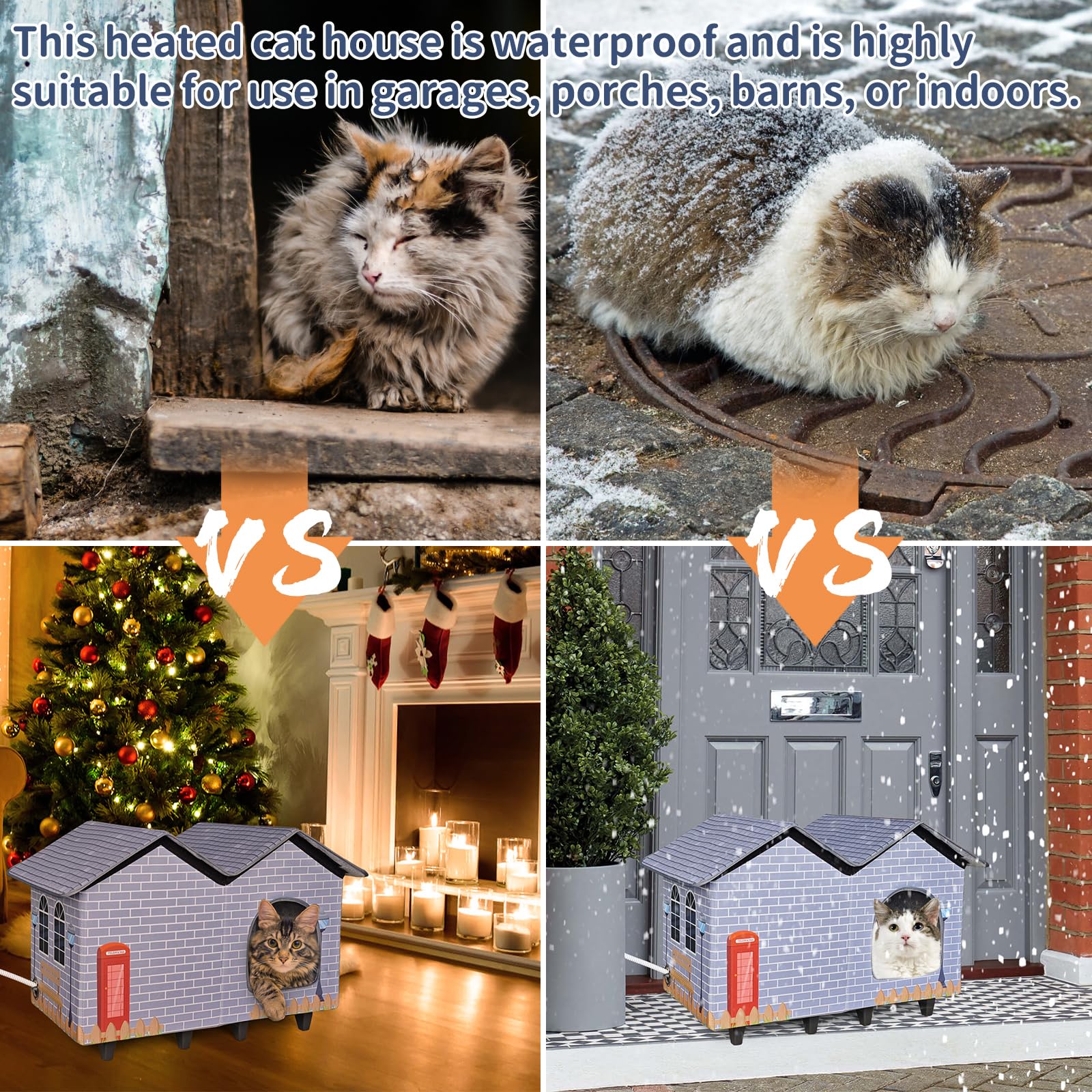 NAMOTEK large cat house fits two cats in a cozy den