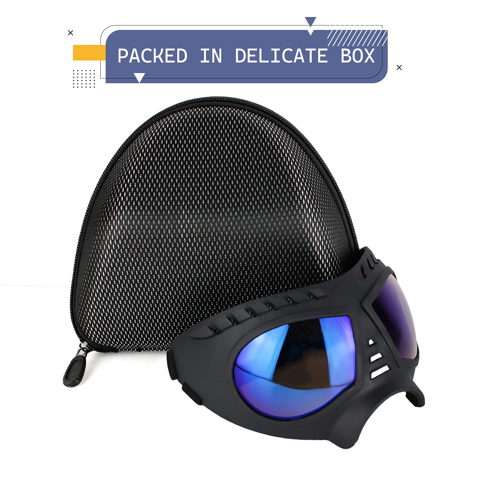 NAMSAN Clear Dog Goggles during outdoor activity like car rides and skiing