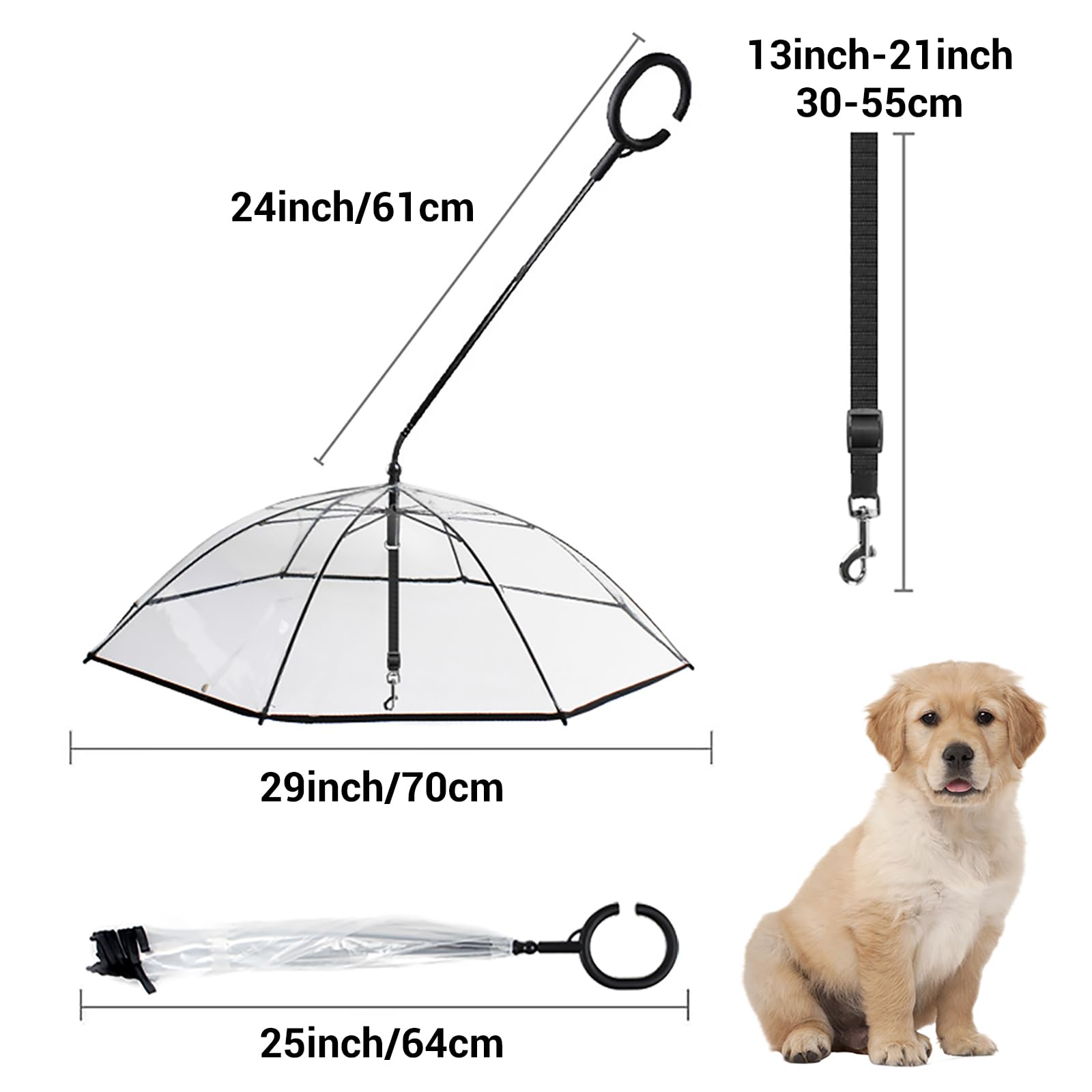 NAMSAN clear dog umbrella on a small dog in rain protects from showers