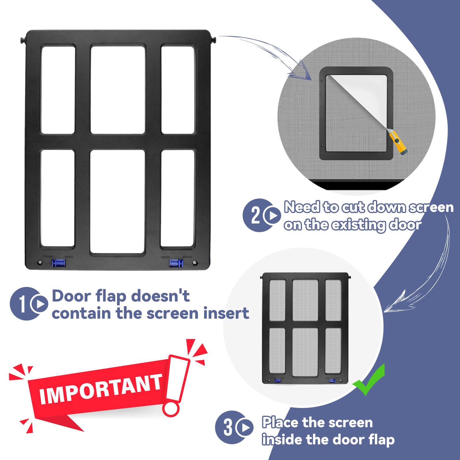 NAMSAN easy installation on screen doors enables quick pet access.