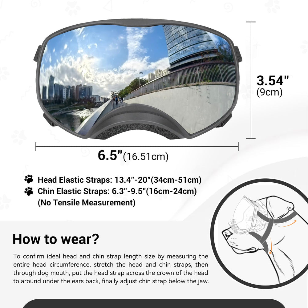 NAMSAN Dog Goggles include adjustable straps to keep goggles secure during runs.