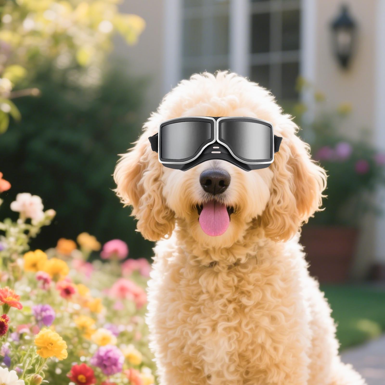 NAMSAN dog goggles adjustable elastic straps ensure a snug, customizable fit.