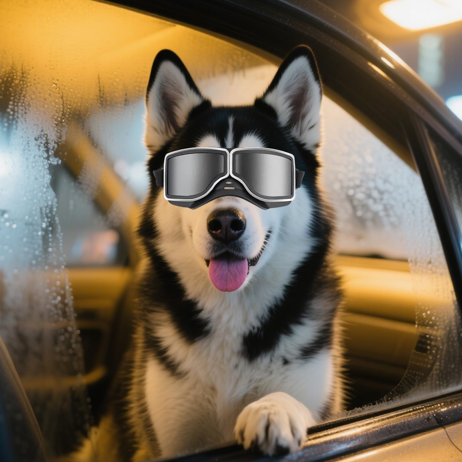 NAMSAN dog goggles robust design ideal for driving, skiing, and travel.