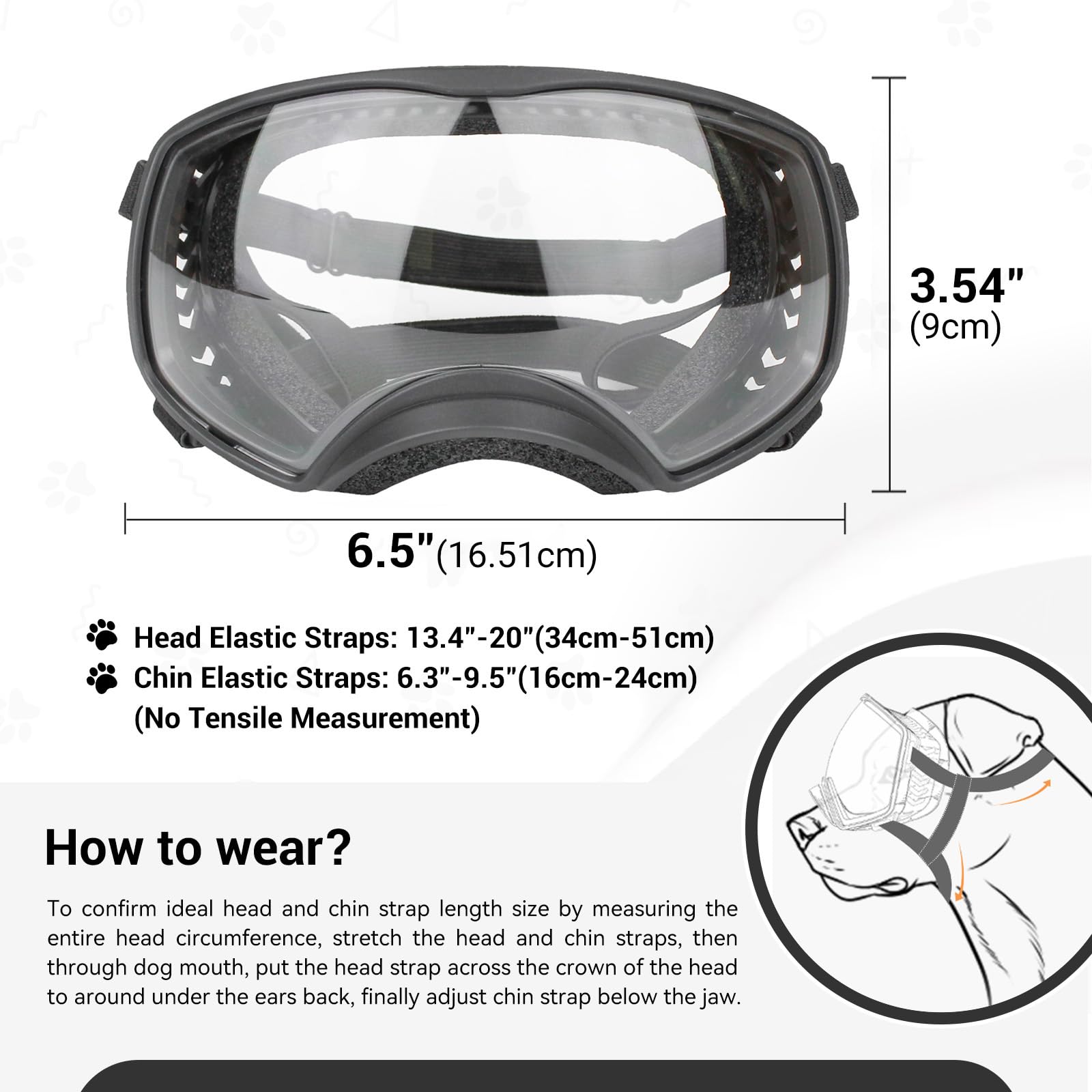 NAMSAN dog goggles sized for medium to large breeds for comfortable wear.
