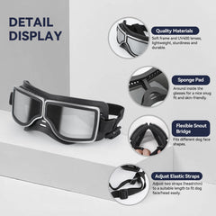 NAMSAN dog goggles inner sponge pad cushions eyes and reduces irritation.