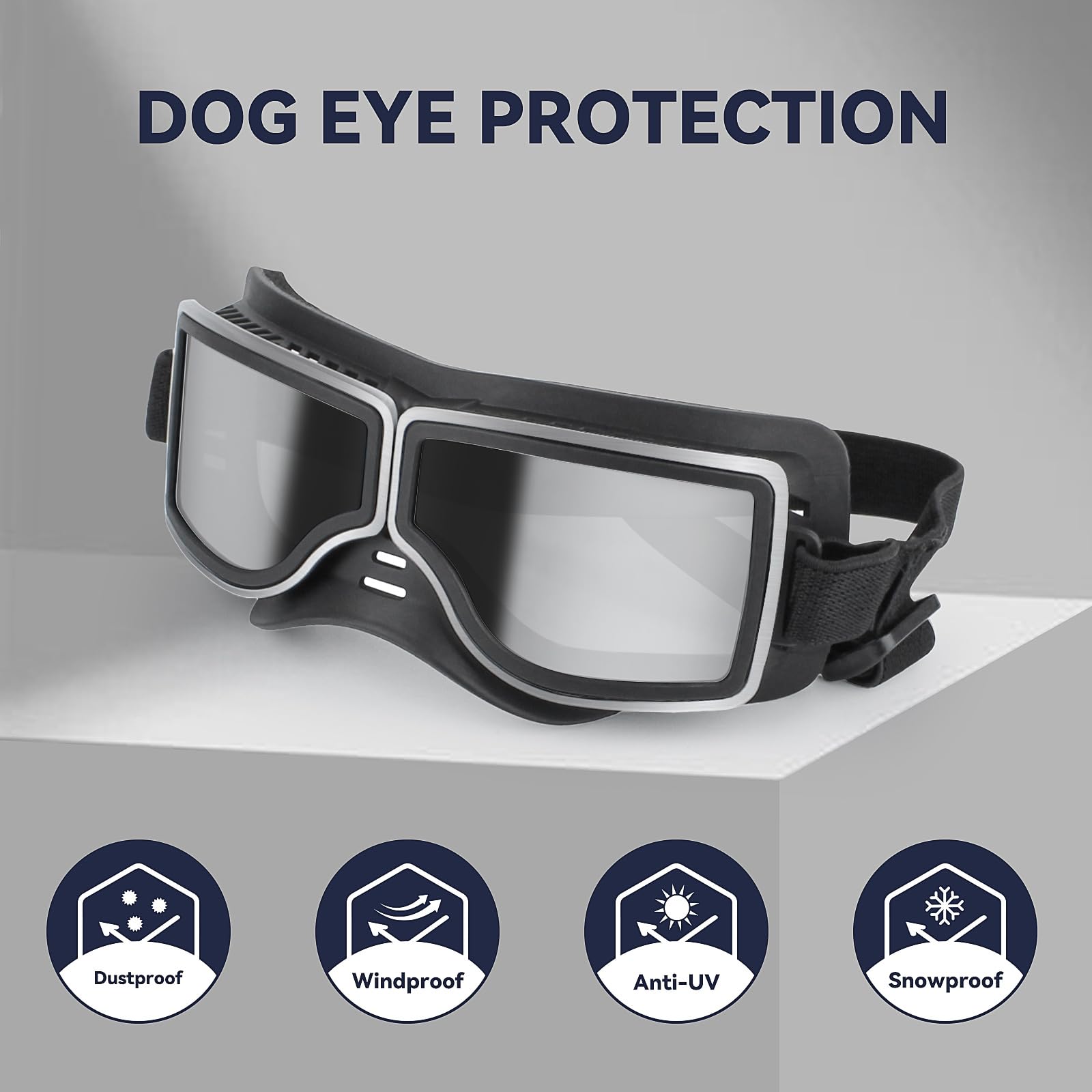 NAMSAN dog goggles soft TPU frame for a comfy, secure fit.
