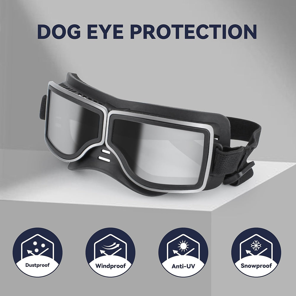NAMSAN dog goggles soft TPU frame for a comfy, secure fit.