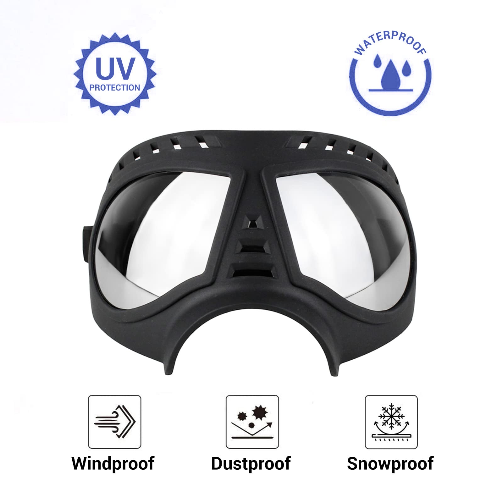 NAMSAN dog goggles UV glare protection for sunny car trips.